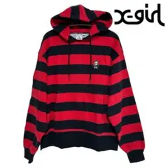 パーカー　エックスガール ワンポイントロゴ ボーダーパーカー
