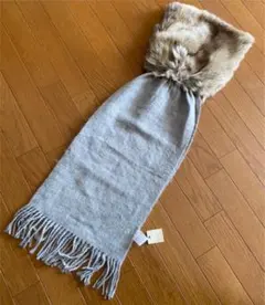 フェイクファーストール　ライトグレー