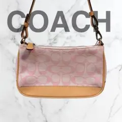 【希少】COACH アクセサリーポーチ シグネチャー レザー ピンク 6094