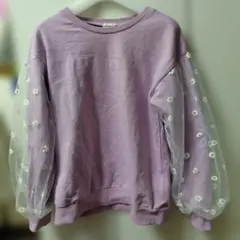 banshes 薄紫 フラワー トレーナー 150cm　裏毛