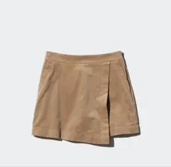 ユニクロ　ベージュ コーデュロイ プリーツショートスコート