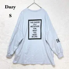 シーイン 長袖 Tシャツ カットソー ブルー プリント S オーバーサイズ
