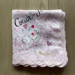 Nina Ricci ニナリッチ　ハート柄大判ハンカチ　ピンク　48x48cm