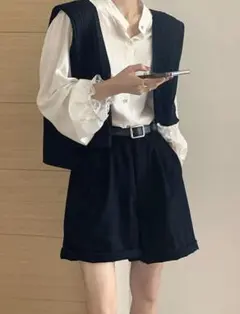 Honeyspot ソリッド ワイドレッグ 巻ヘムショートパンツ