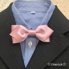 ☆蝶ネクタイ サテンリボン さくら色 ハンドメイド キッズベビー☆再販4