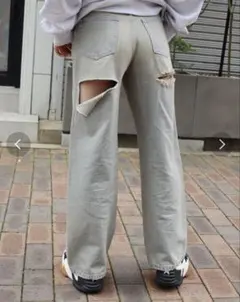 【EVRIS】バックオーバースラッシュワイドデニムパンツのサムネイル