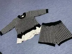 petit main ニットセットアップ S ブラック・ホワイト