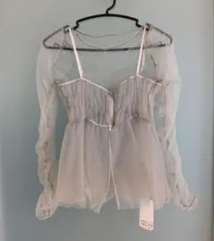 Chico【セットアイテム/2024SS】チュールロンTペプラムキャミSET