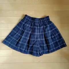 ネイビー チェック柄 キュロット S