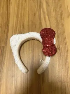 USJ キティ リボン　カチューシャ　白　スパンコール