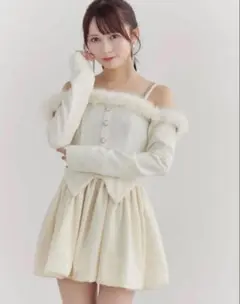 eatme ビジューストラップミニワンピース 白