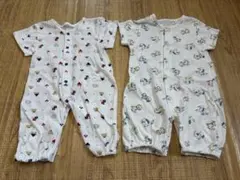 半袖　ツーウェイオール　カバーオール　50-60 新生児 2枚セット クマ イヌ