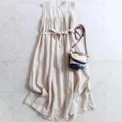 人気 トゥモローランド リネン混 ノースリーブロングフレアワンピース