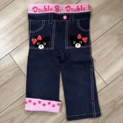 DOUBLE.B クマ刺繍デニム風パンツ