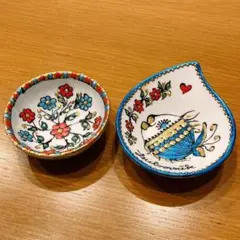 ！売尽くしセール！クロアチア 小皿 ２点セット 手書き アクセサリー入れ