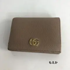 GUCCI グッチ GGマーモント 二つ折り財布 レザー ベージュ コンパクト