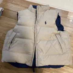 ポロ・ラルフローレン ダウンベスト 100cm ベージュ/ネイビー