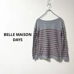BELLE MAISON DAYS 長袖ボーダーニット グレー×レッド【S】のサムネイル