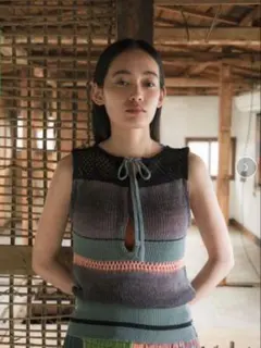 pamm 2wayシースルーニットベスト タンクトップ 夏服