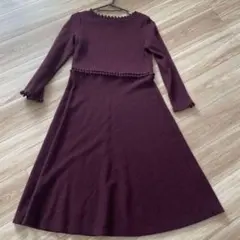 シビラ　ニットワンピース　ボルドー　Aライン　フレア