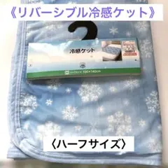 リバーシブル冷感ケット ブルー地雪柄　ハーフ100×140cm 〈未使用〉のサムネイル