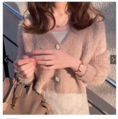 ショート丈フェザーニットカーディガン