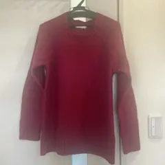 ワインレッド長袖ニットセーター