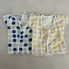 赤ちゃん本舗　カラフル水玉模様 短肌着 2点セット