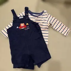 MIKI HOUSE FIRST オーバーオール＆長袖Tシャツセット
