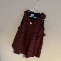 familiar 80 赤と黒のチェック柄ワンピース