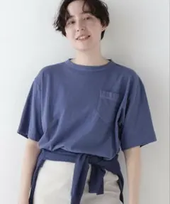 ★タグカット新品未使用★定価12,650円ラフィ天竺製品染めTシャツ ブルーのサムネイル