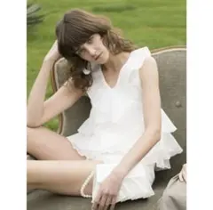 SNIDEL スナイデル オーガンジープリーツフリル シアー ブラウス