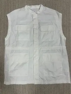 DISCOAT /スタンドネックミリタリーベスト白