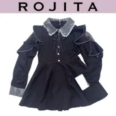 美品！ROJITA 配色レースシアー切替セットアップ　ブラック