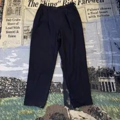 Worthington ウールスラックス ネイビー 14 タックパンツ ワイド