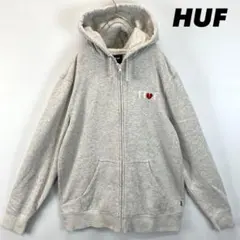 HUF グレー フルジップパーカー