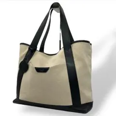 PELLE MORBIDA トートバッグ キャンバス レザー ベージュ 2269