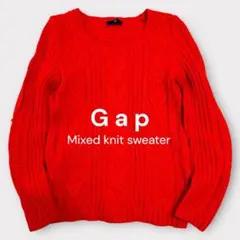 GAP　ギャップ　ケーブルニットセーター　透け感　レイヤード　おしゃれ　S　古着