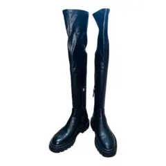 美品 ZARA ザラ ニーハイブーツ 38 黒 ブラック ストレッチ 24.0㎝