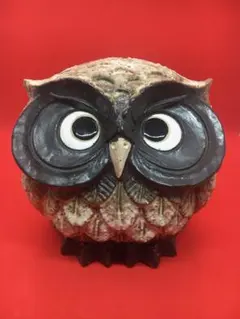 フクロウ 置物 陶器製   陶器オブジェ