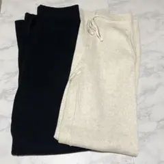 UNIQLO ウォッシャブルニットリブパンツ丈長め ブラック ナチュラル M