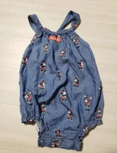エックスガール☆ディズニー　ミニーデニムサロペット　ロンパース　70サイズのサムネイル