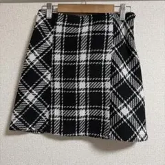 バックリボンツイードチェックミニスカート