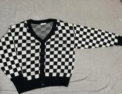 イングINGNI白黒チェス柄市松模様カーディガン