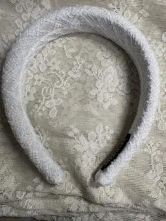 ホワイト ラメ カチューシャ