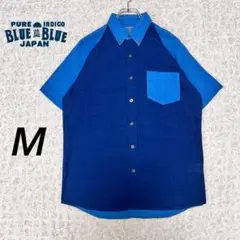 『BLUE BLUE JAPAN』　半袖シャツ　藍染め　切替　インディゴ　【M】のサムネイル