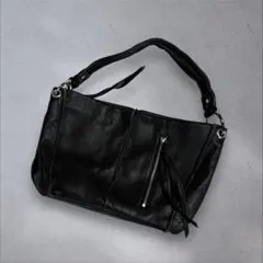 y2k archive leather shoulder bag black