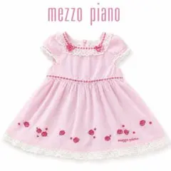 mezzo piano ピンク ドット柄 バラ刺繍 ワンピースのサムネイル