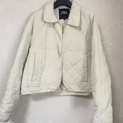 ZARA キルティングジャケット アイボリー