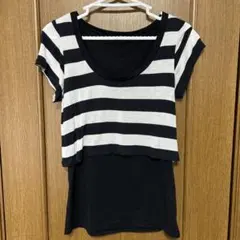 半袖カットソー ボーダー ブラック×ホワイトのサムネイル